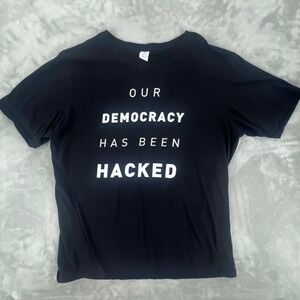 Mr Robot Inspired "Our Democracy Has Been Hacked" Graphic Tee Black XL EUC